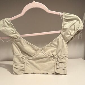 Princess Polly light green Puff Sleeve Crop Top